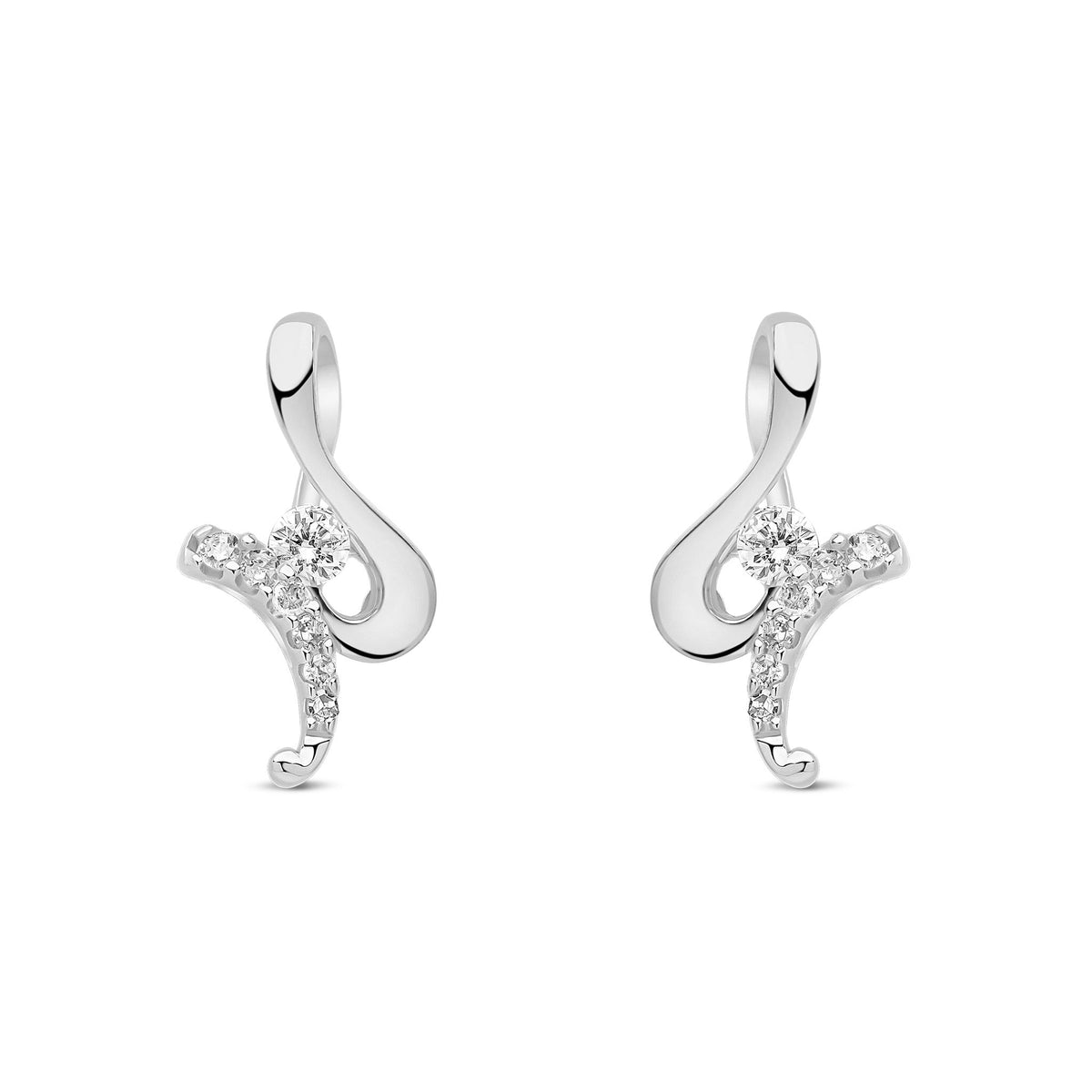 9ct White Gold Natural Diamond Twist Drop Earrings