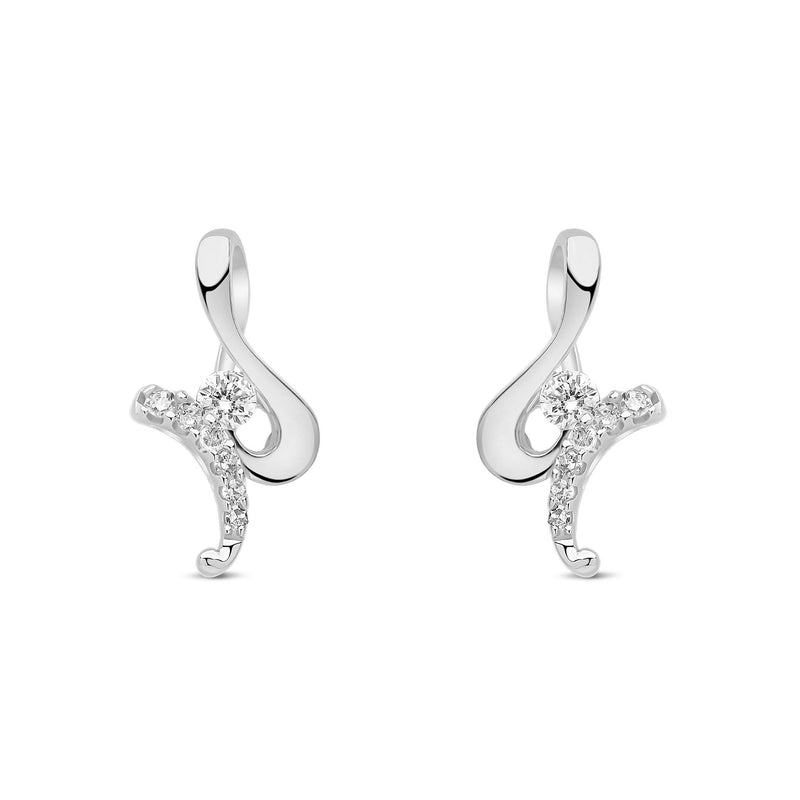 9ct White Gold Natural Diamond Twist Drop Earrings