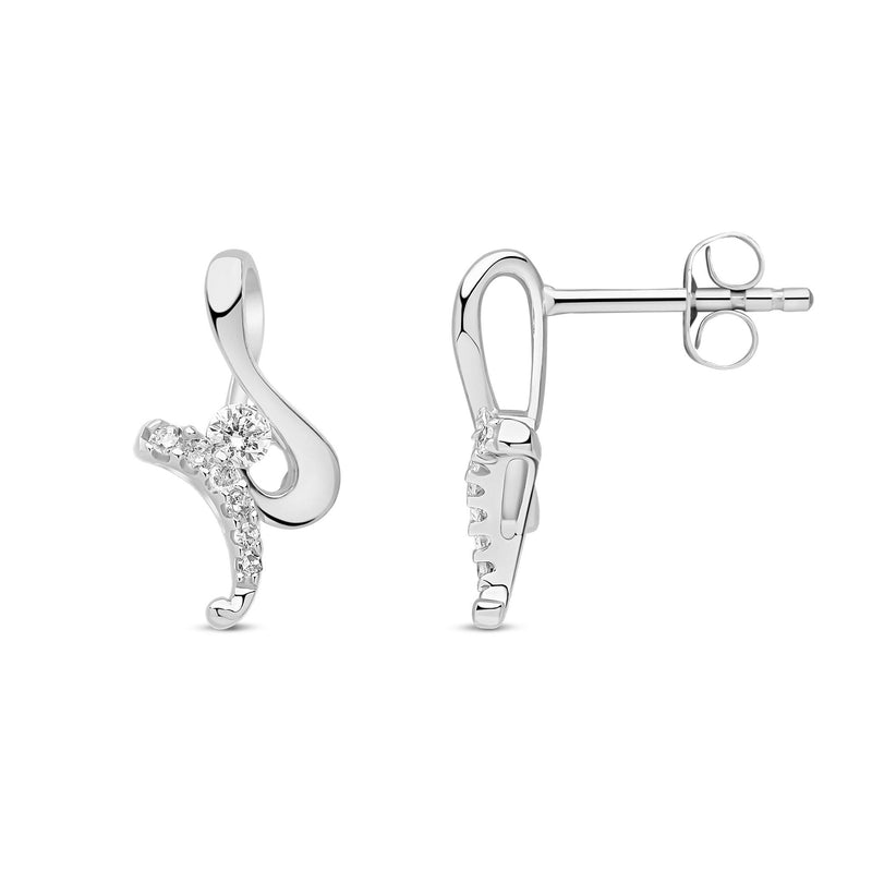 9ct White Gold Natural Diamond Twist Drop Earrings