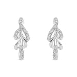 9ct White Gold Natural Diamond Leaf Drop Earrings