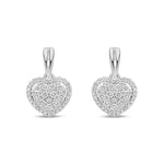 9ct White Gold Natural Diamond Heart Halo Drop Earrings