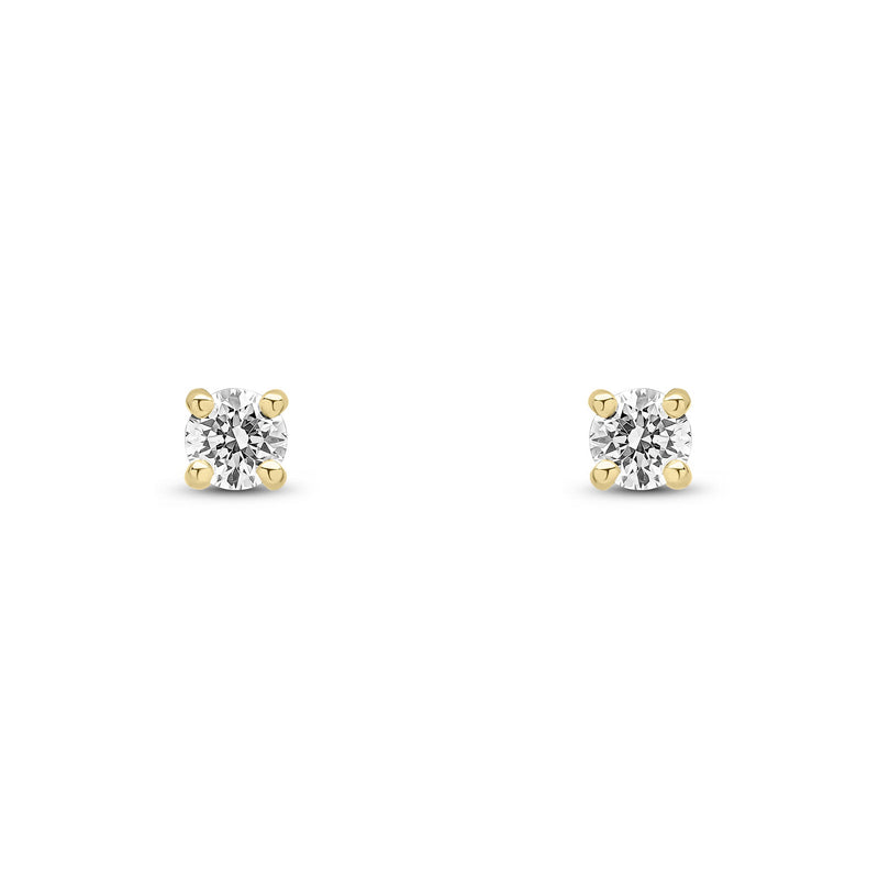 9ct Yellow Gold Round Natural Diamond Four-Claw Stud Earrings — 0.20ct