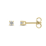 9ct Yellow Gold Round Natural Diamond Four-Claw Stud Earrings — 0.20ct