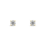 9ct Yellow Gold Round Natural Diamond Four-Claw Stud Earrings — 0.25ct