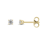 9ct Yellow Gold Round Natural Diamond Four-Claw Stud Earrings — 0.25ct