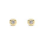 9ct Yellow Gold Round Natural Diamond Rubover Stud Earrings — 0.20ct