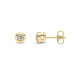 9ct Yellow Gold Round Natural Diamond Rubover Stud Earrings — 0.20ct