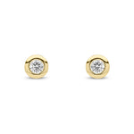 9ct Yellow Gold Round Natural Diamond Rubover Stud Earrings — 0.30ct
