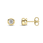 9ct Yellow Gold Round Natural Diamond Rubover Stud Earrings — 0.40ct