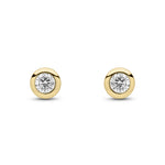 9ct Yellow Gold Round Natural Diamond Rubover Stud Earrings — 0.40ct