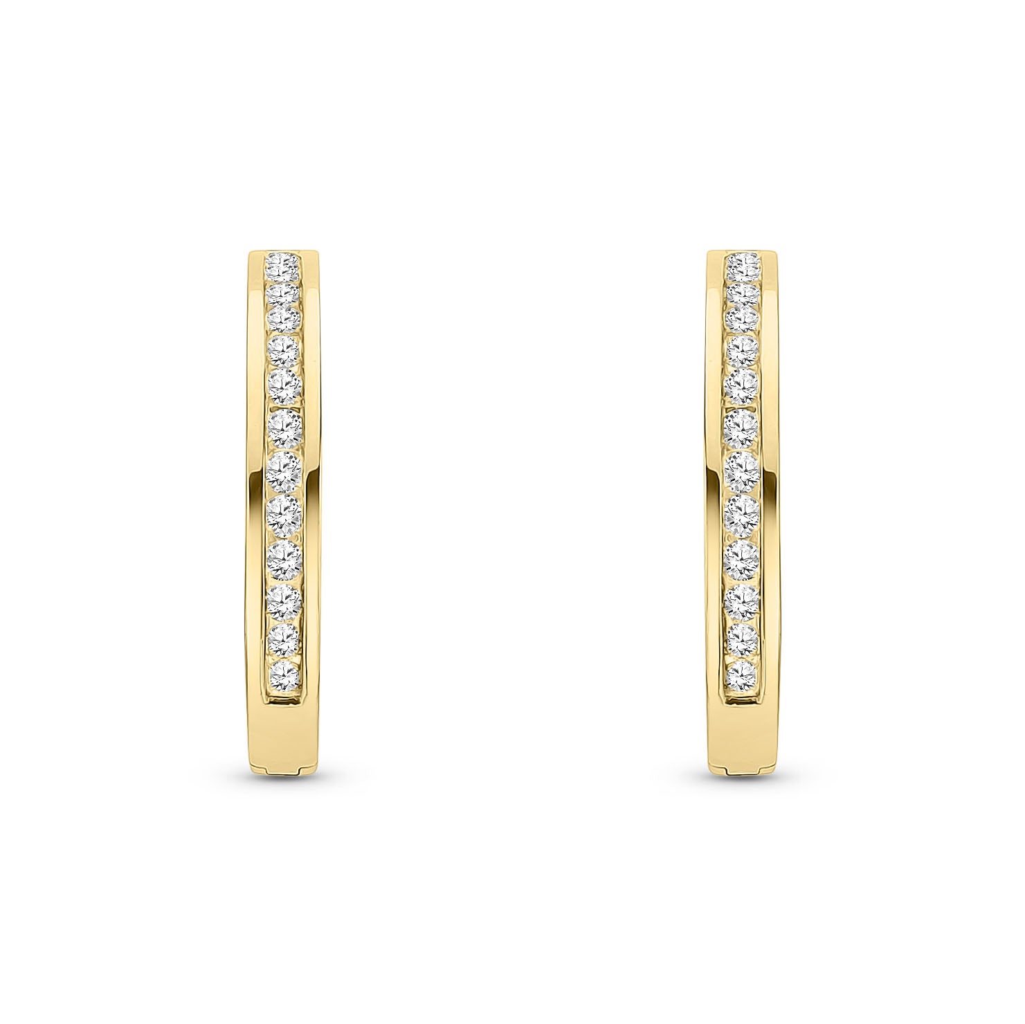 9ct Yellow Gold Natural Diamond Channel Set Hoop Earrings