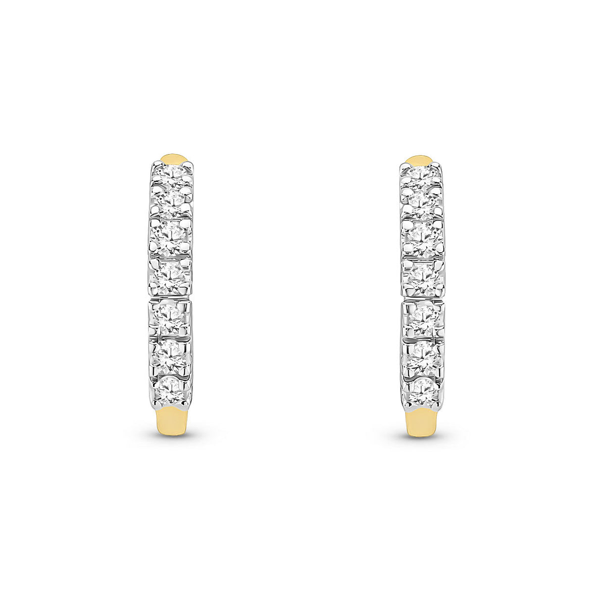 9ct Yellow Gold Natural Diamond Pavé Huggie Hoop Earrings — 15mm
