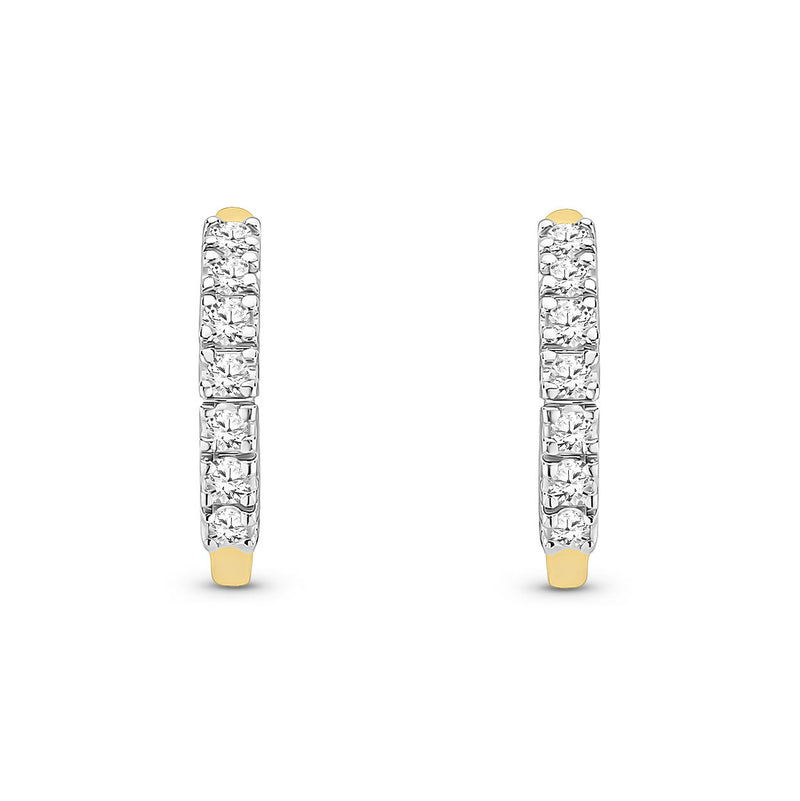 9ct Yellow Gold Natural Diamond Pavé Huggie Hoop Earrings — 15mm