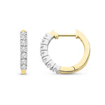 9ct Yellow Gold Natural Diamond Pavé Huggie Hoop Earrings — 15mm