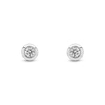 9ct White Gold Round Natural Diamond Rubover Stud Earrings — 0.20ct