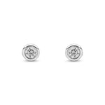 9ct White Gold Round Natural Diamond Rubover Stud Earrings — 0.30ct