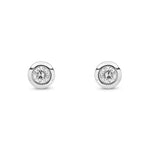 9ct White Gold Round Natural Diamond Rubover Stud Earrings — 0.40ct