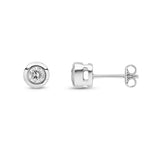 9ct White Gold Round Natural Diamond Rubover Stud Earrings — 0.40ct