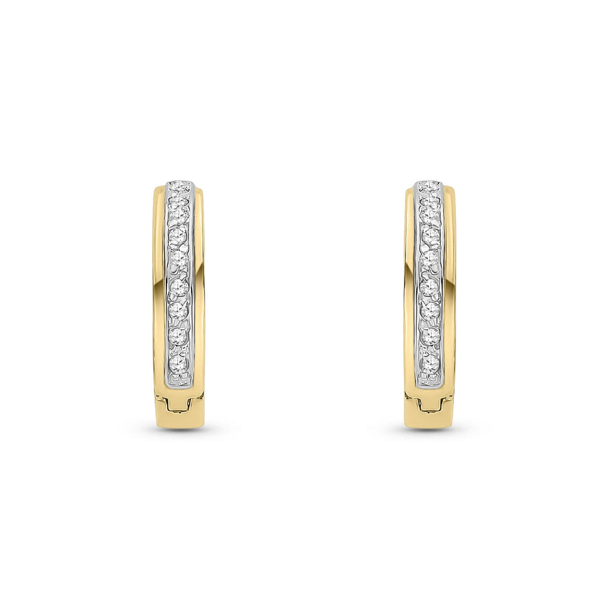 9ct Yellow Gold Natural Diamond Slim Channel Set Huggie Hoop Earrings