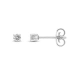 9ct White Gold Round Natural Diamond Four-Claw Stud Earrings — 0.15ct