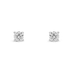9ct White Gold Round Natural Diamond Four-Claw Stud Earrings — 0.20ct