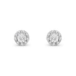 9ct Yellow Gold Natural Diamond Round Cluster Stud Earrings