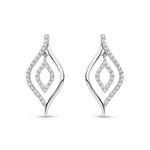 9ct White Gold Natural Diamond Open Marquise Drop Earrings