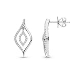 9ct White Gold Natural Diamond Open Marquise Drop Earrings