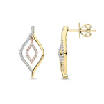 9ct Yellow and Rose Gold Natural Diamond Open Marquise Drop Earrings