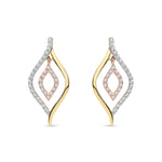 9ct Yellow and Rose Gold Natural Diamond Open Marquise Drop Earrings
