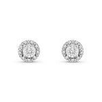 9ct White Gold Natural Diamond Round Cluster Stud Earrings