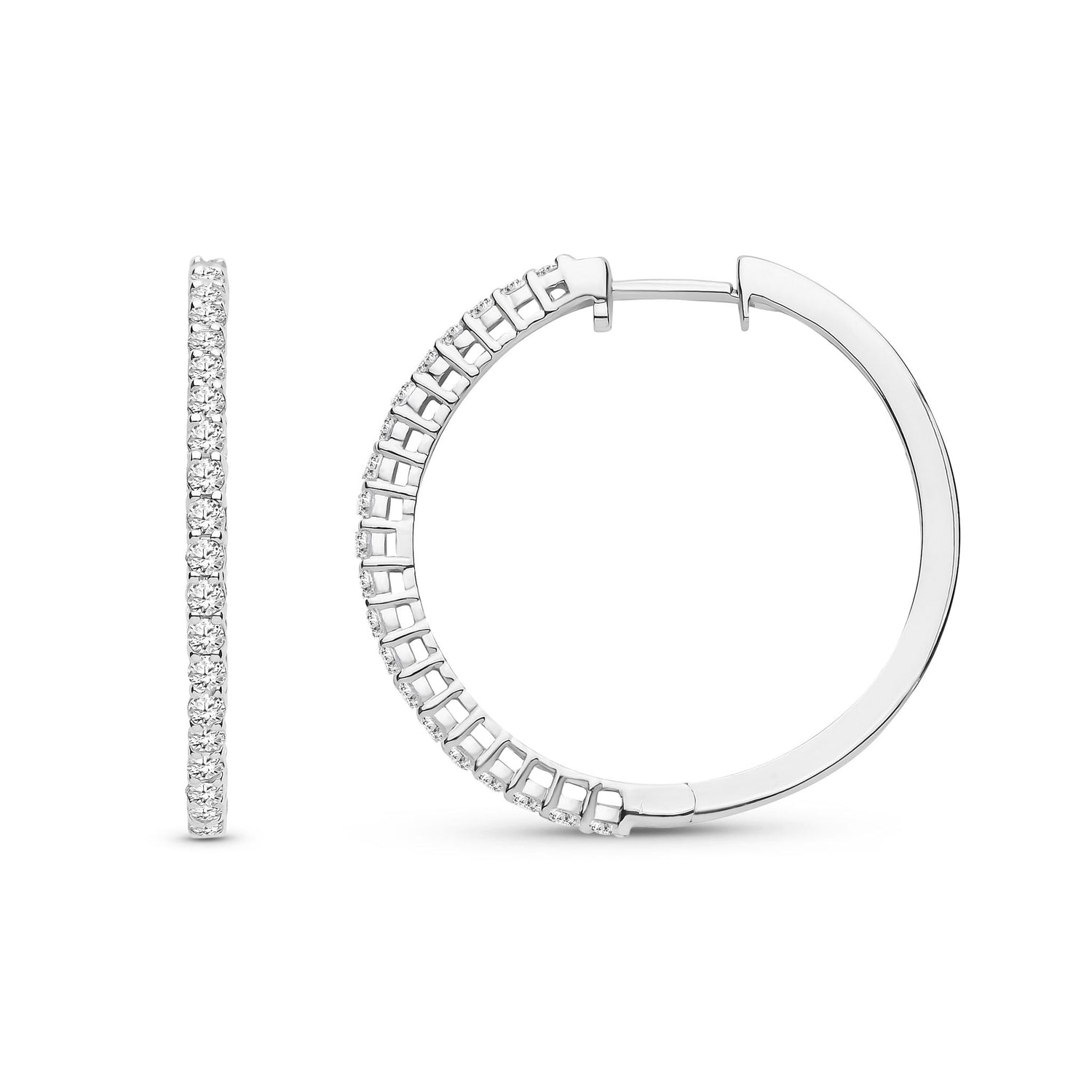 18ct White Gold Natural Diamond Inside-Out Diamond Hoop Earrings