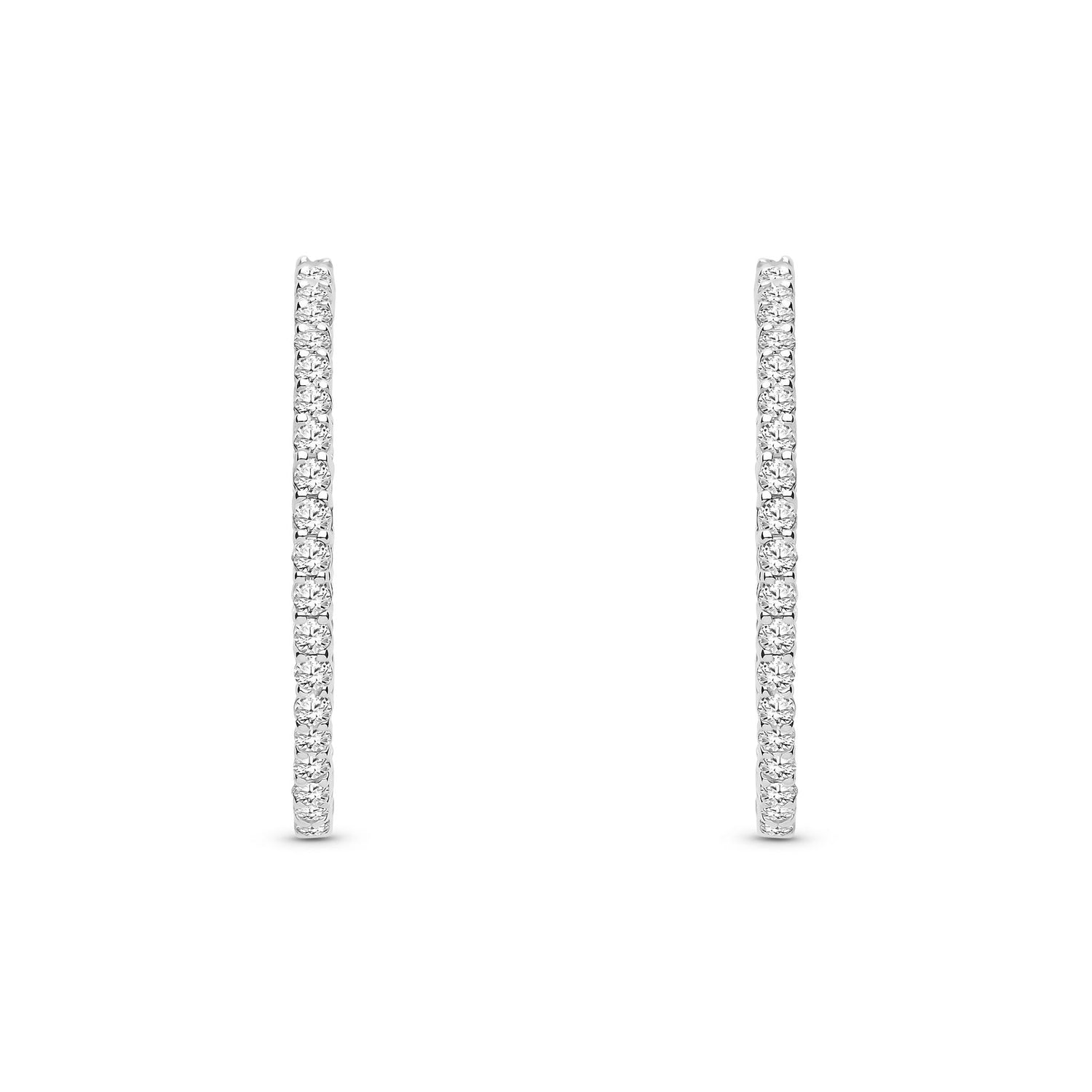 18ct White Gold Natural Diamond Inside-Out Diamond Hoop Earrings