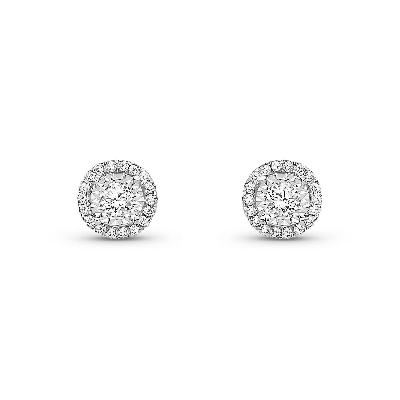 18ct White Gold Natural Diamond Round Halo Stud Earrings