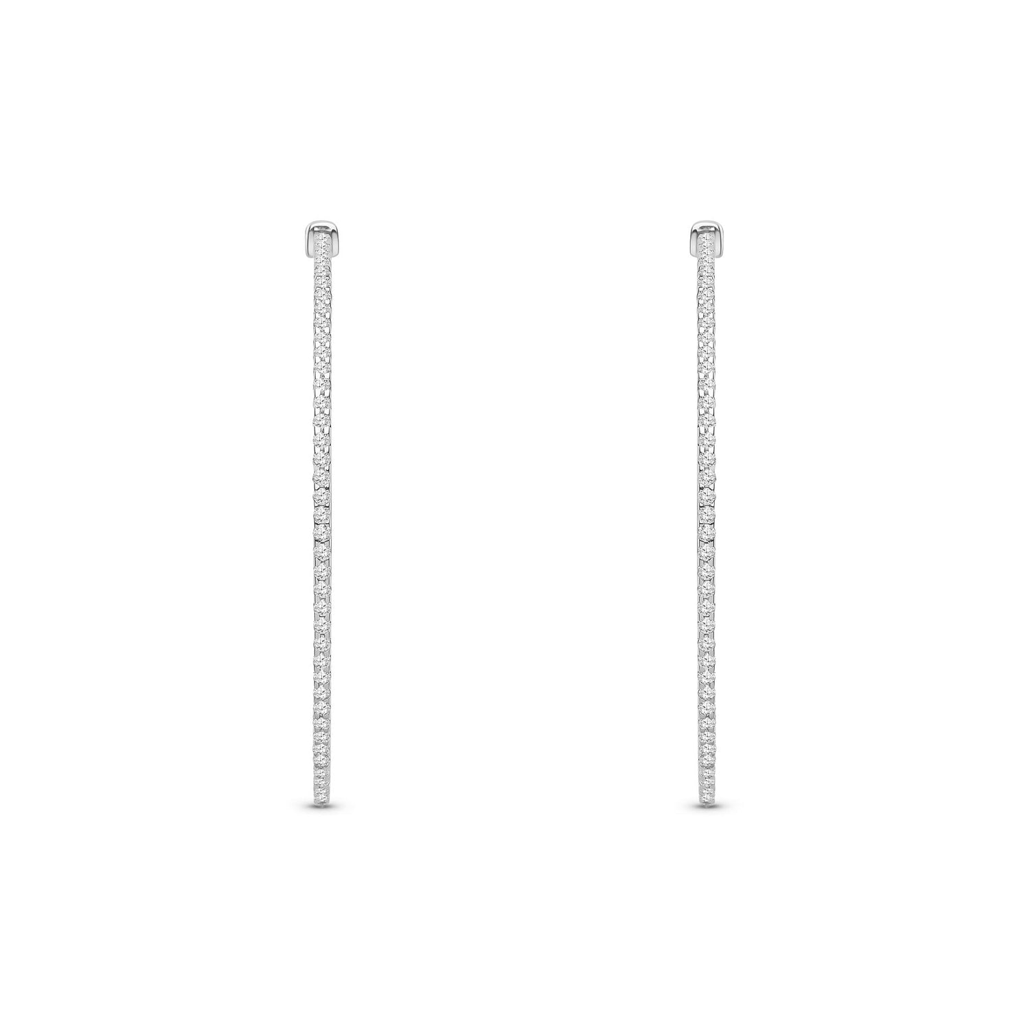18ct White Gold Natural Diamond Classic Inside-Out Hoop Earrings