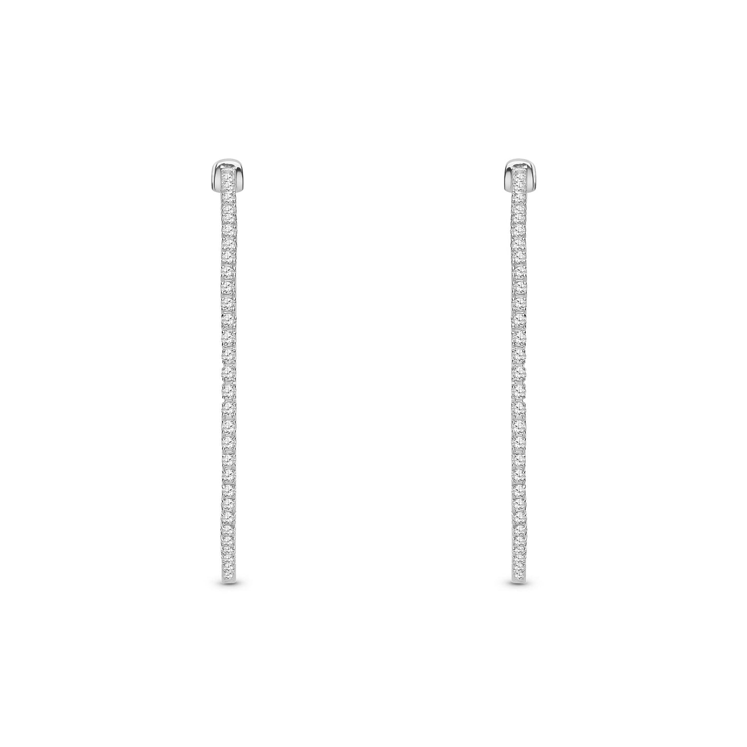 18ct White Gold Natural Diamond Inside-Out Hoop Earrings