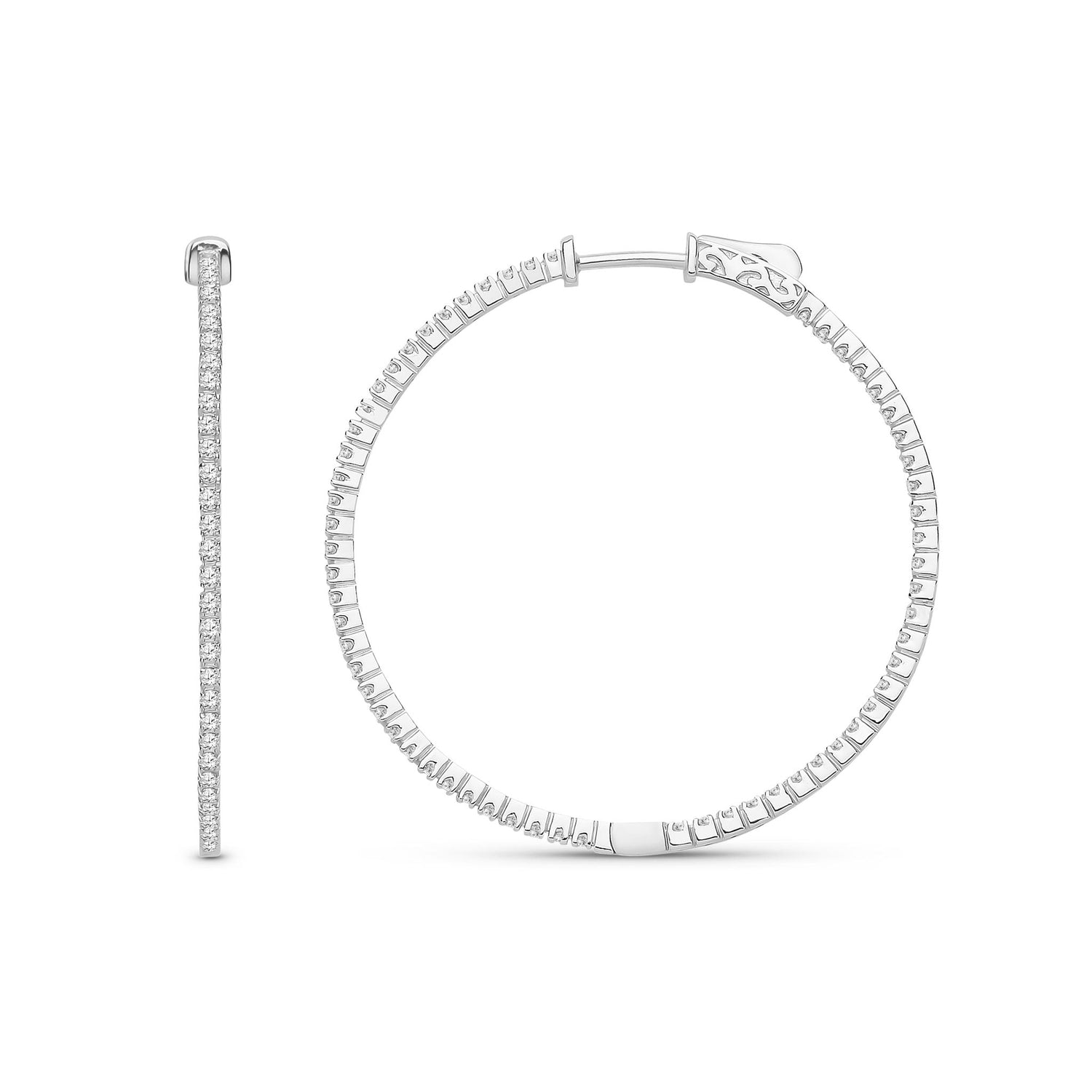 18ct White Gold Natural Diamond Inside-Out Hoop Earrings