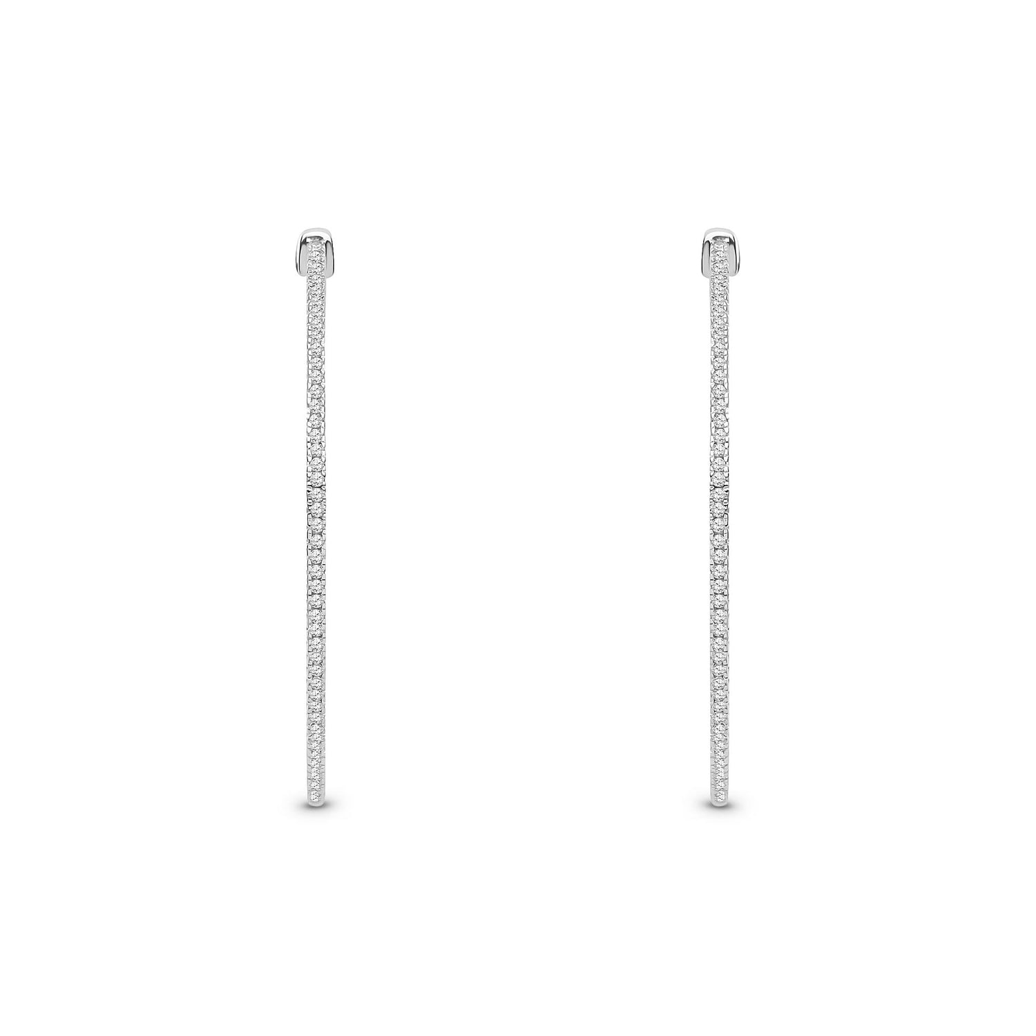 18ct White Gold Natural Diamond Fine Inside-Out Hoop Earrings