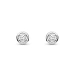 9ct White Gold Natural Diamond Illusion Rubover Stud Earrings — 0.10ct