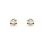 9ct Yellow Gold Natural Diamond Illusion Rubover Stud Earrings — 0.10ct