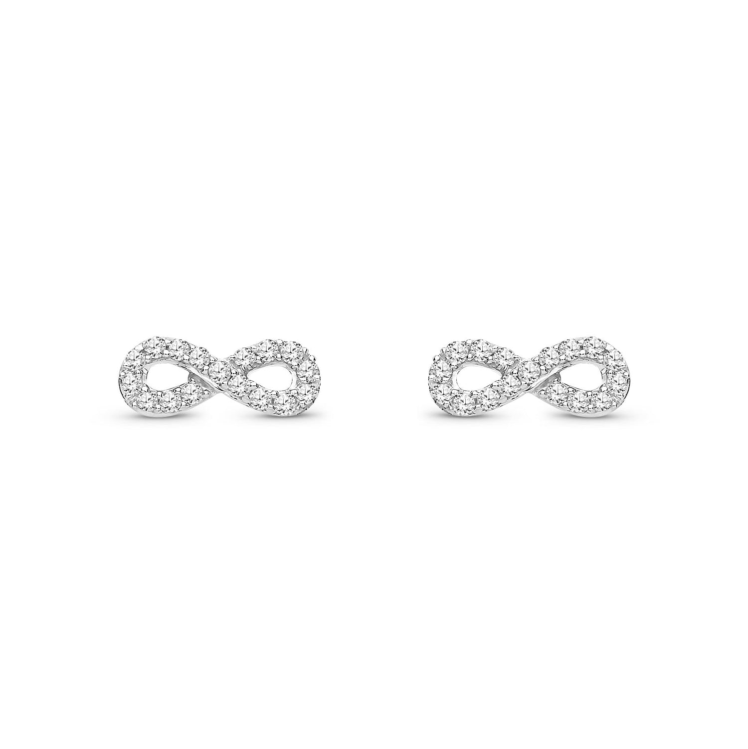 9ct White Gold Natural Diamond Infinity Stud Earrings