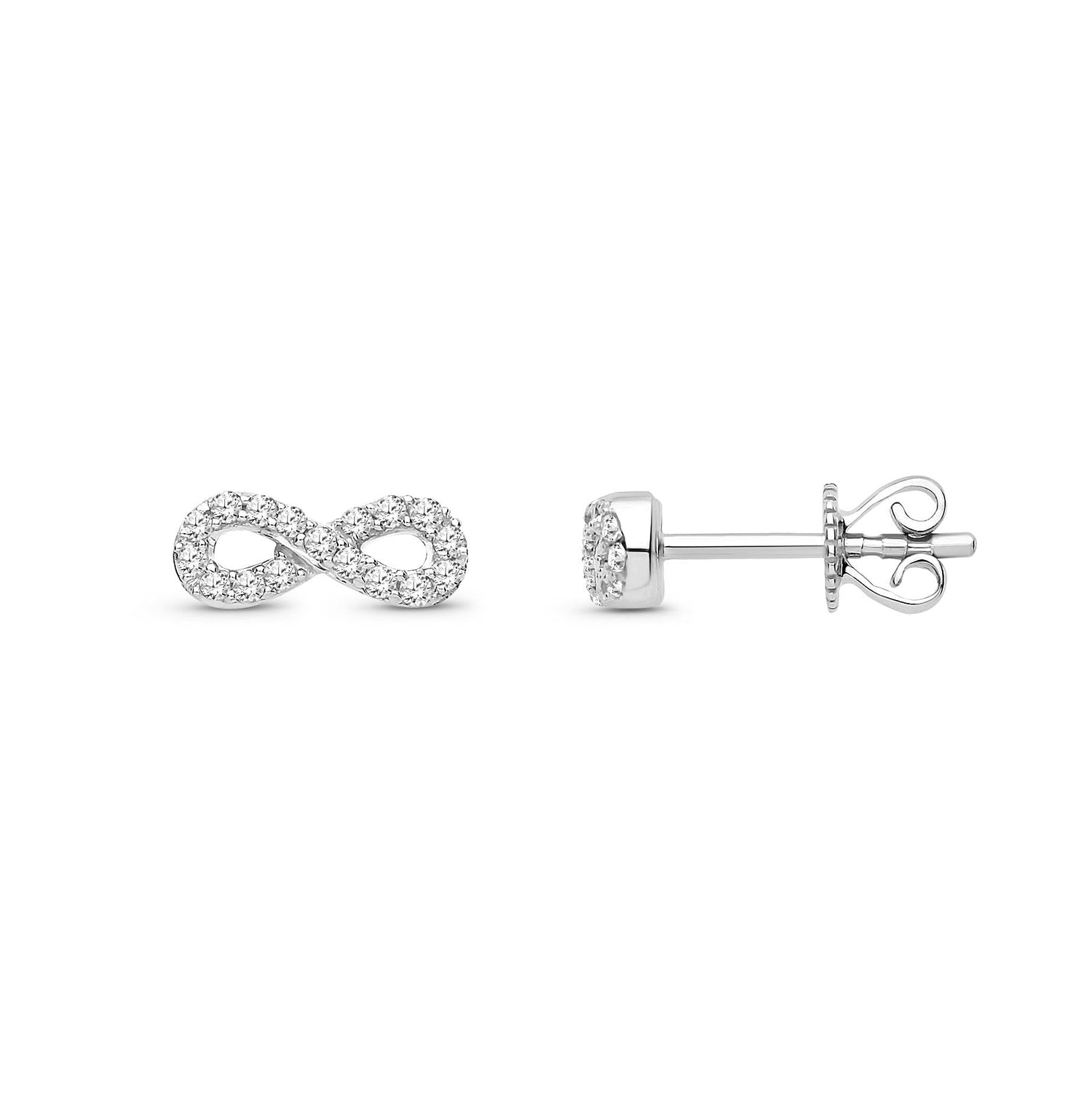 9ct White Gold Natural Diamond Infinity Stud Earrings