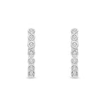 9ct White Gold Natural Diamond Graduated Hoop Earrings — 15mm