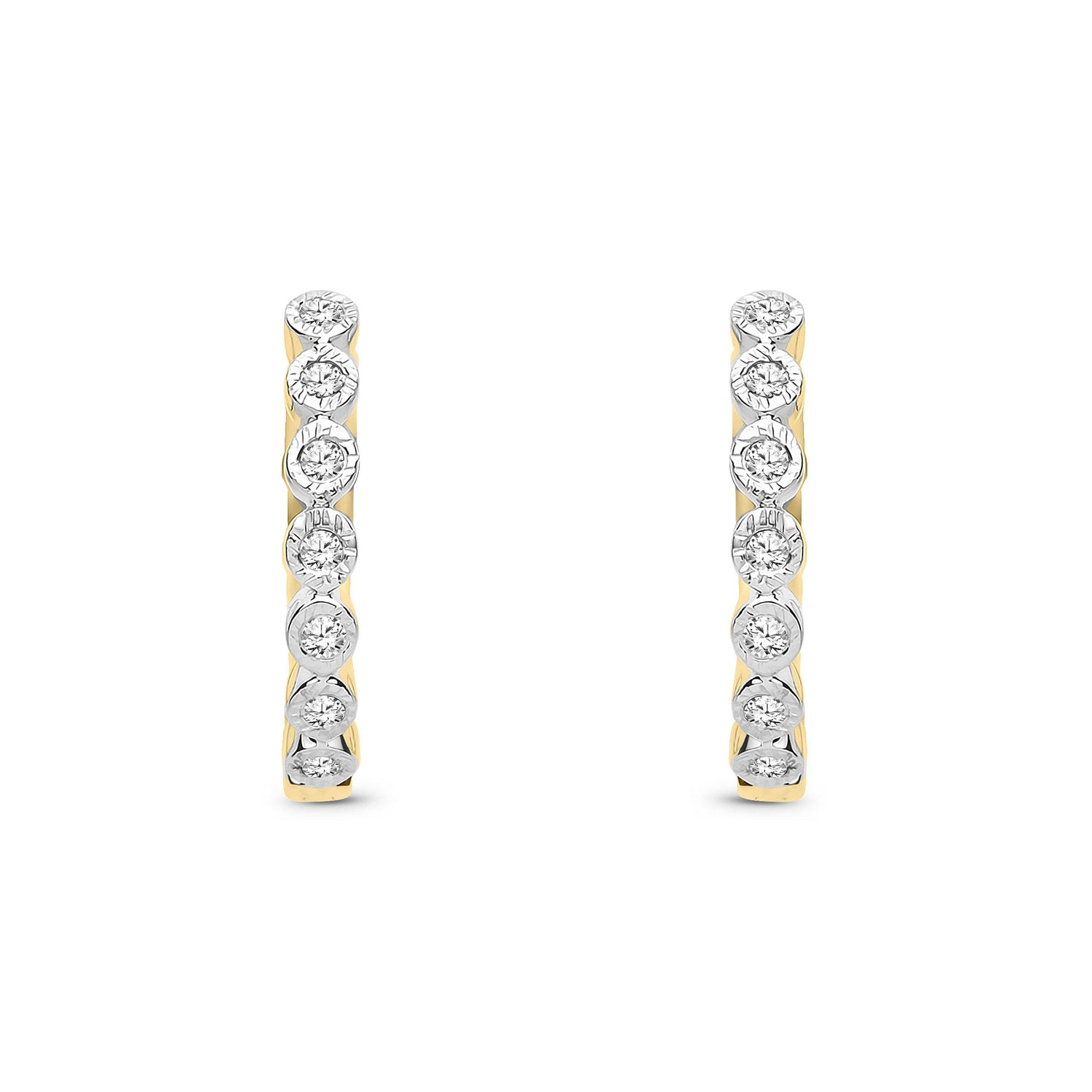 9ct Yellow Gold Natural Diamond Graduated Diamond Hoop Earrings