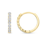 9ct Yellow Gold Natural Diamond Graduated Hoop Earrings — 15mm