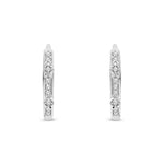 9ct White Gold Natural Diamond Fine Hoop Earrings — 15mm