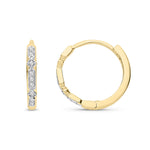 9ct Yellow Gold Natural Diamond Fine Hoop Earrings — 15mm