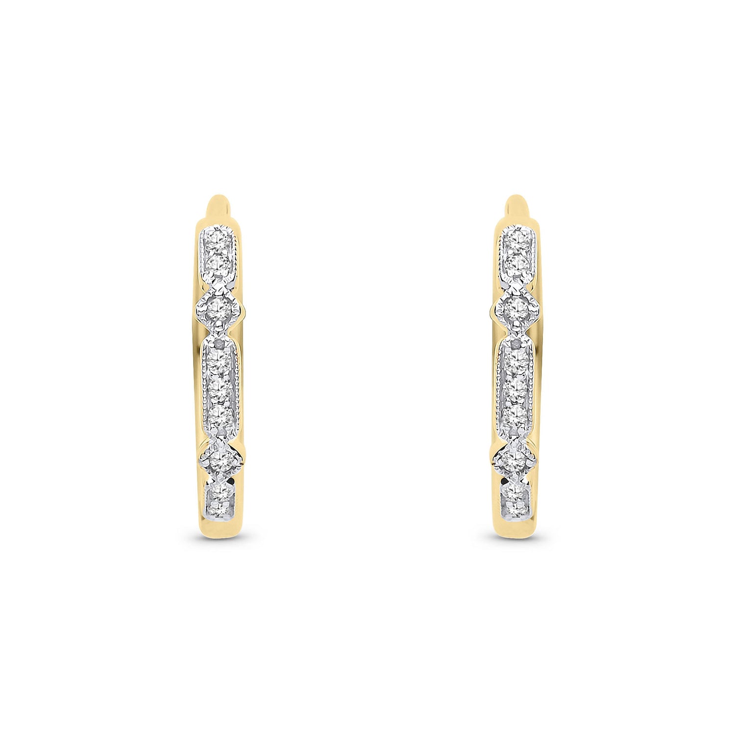 9ct Yellow Gold Natural Diamond Fine Diamond Hoop Earrings