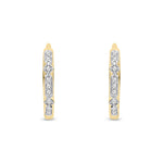 9ct Yellow Gold Natural Diamond Fine Hoop Earrings — 15mm