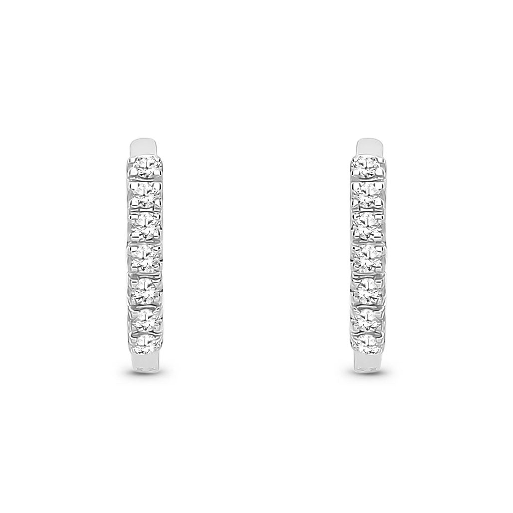9ct White Gold Natural Diamond Classic Pavé Huggie Hoop Earrings